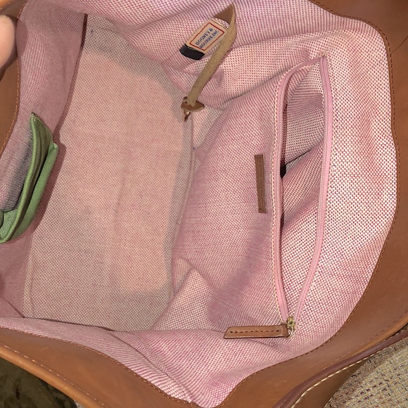 VINTAGE DOONEY BOURKE Hobo Brown Shoulder Strap Green Suede Bag with Pin Lock - Picture 16 of 17